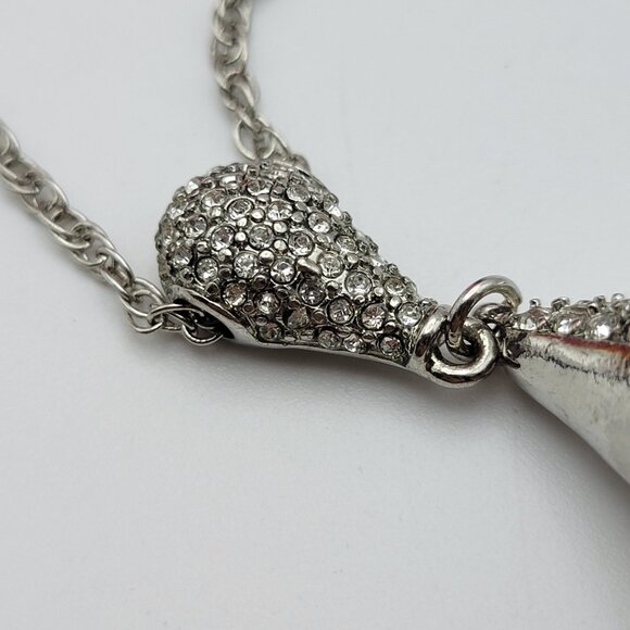 Charming Charlie Clear Crystal White Faux Pearl Statement Pendant Necklace 34" - Picture 3 of 9